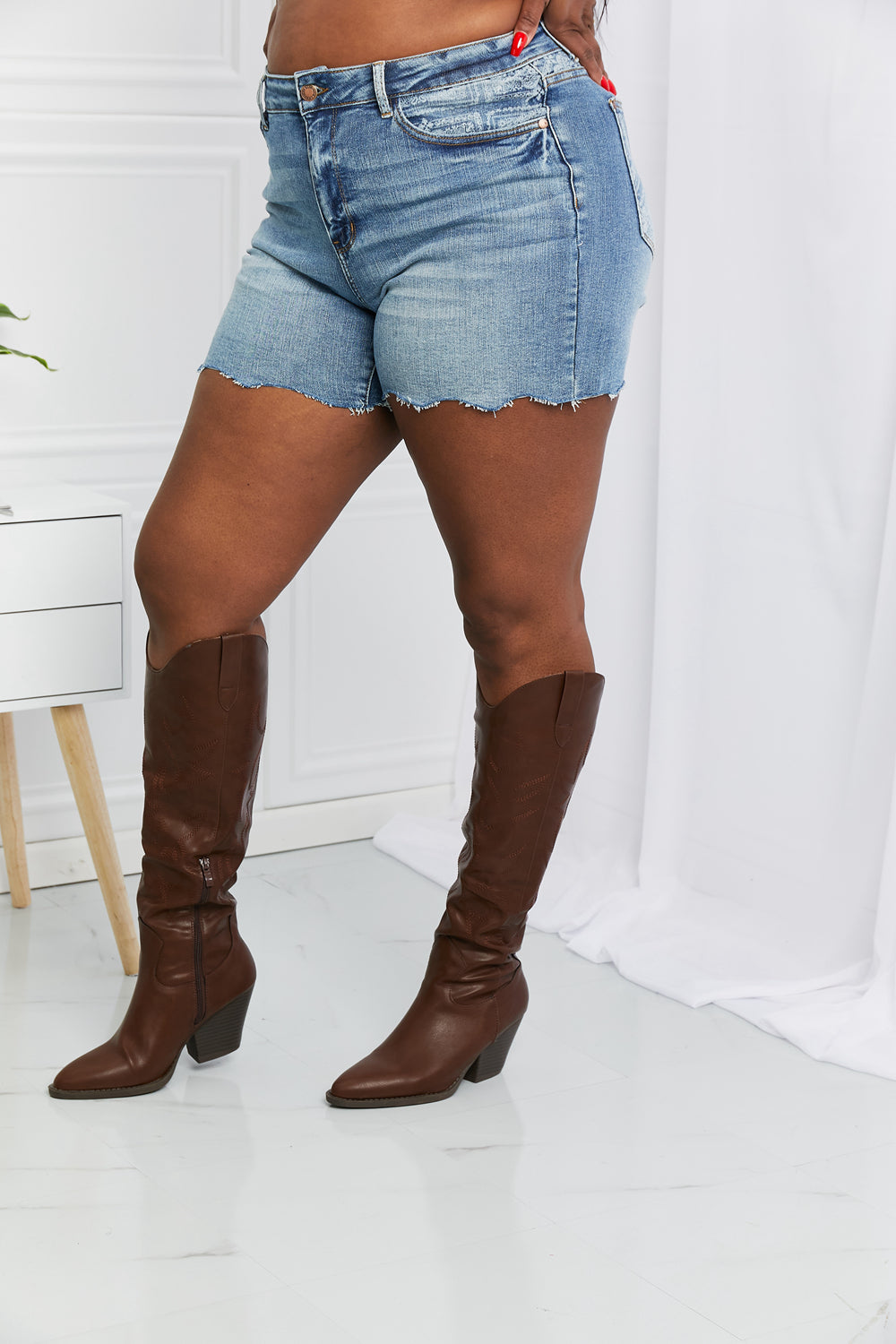 Judy Blue Full Size Raw Hem Denim Shorts