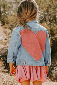 ODDI Girls Contrast Heart Denim Jacket