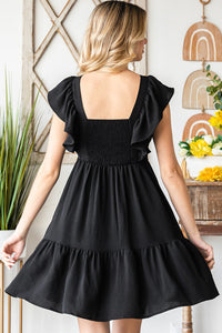 Ruffled V-Neck Mini Dress