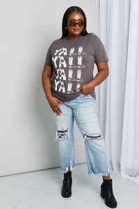 mineB Full Size Y'ALL Cowboy Boots Graphic Tee